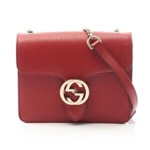 Gucci Interlocking GG Shoulder Bag Leather Red